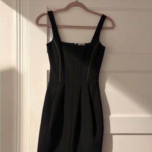 L'AGENCE Black Mini Square Neck Dress